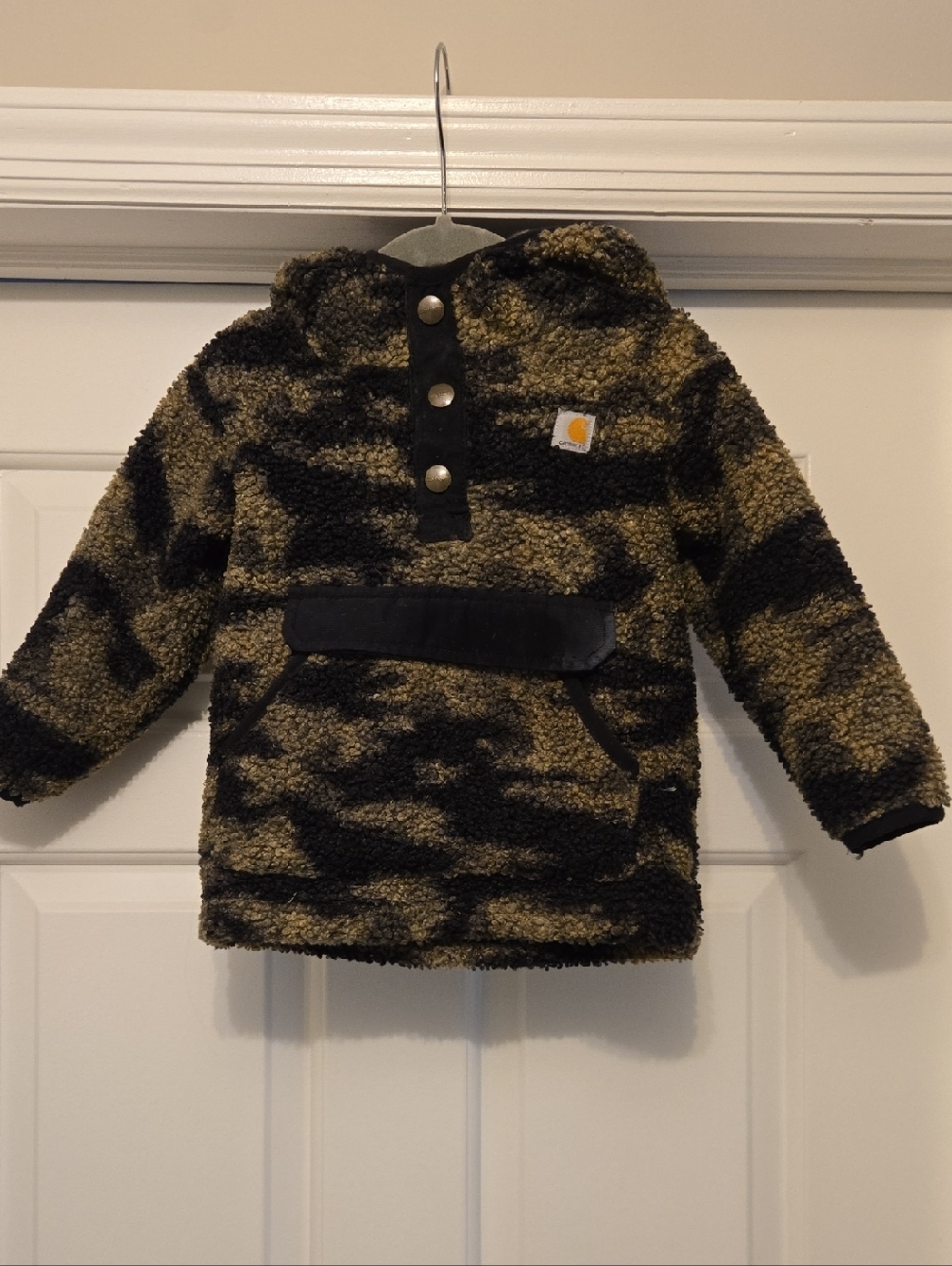Carhartt Kids Camo Sherpa Pullover - Olive Green & Black
